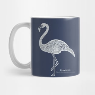 Flamingo with Common and Latin Names - line art bird design Mug